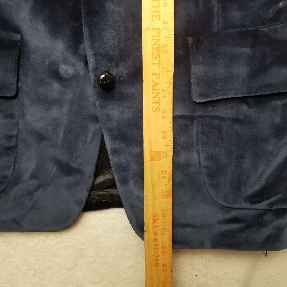 VTG FELT VELOUR Blue Raffleswear SUIT COAT JACKET BLAZER Blue Made‎ In USA
